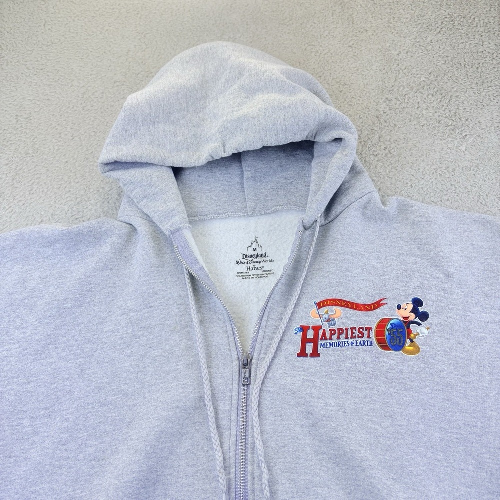 Disneyland 55th Anniversary Mickey Dumbo Hoodie Hanes Gray Full Zip 2010 XL